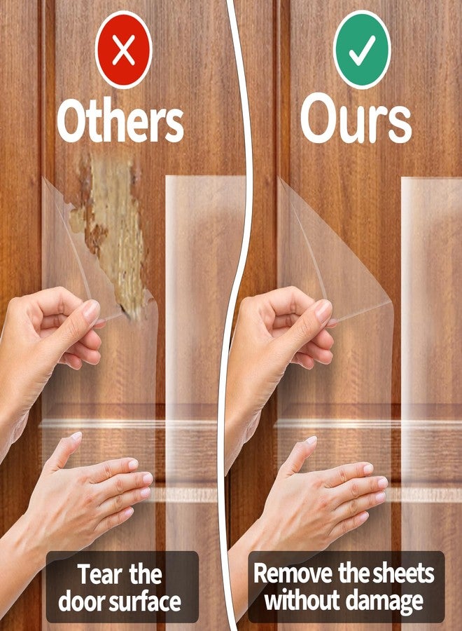 KEBE Door Scratch Protector, Protect Your Furniture Wall with Clear Premium Heavy Duty Door Cover Scratch Shield Guard for Dog Cat Scratching,63 in X 7.9 in - Image 3
